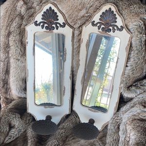 Wall mirror & candle holder